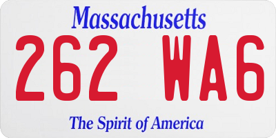 MA license plate 262WA6
