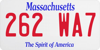 MA license plate 262WA7