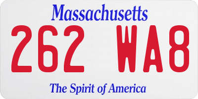 MA license plate 262WA8
