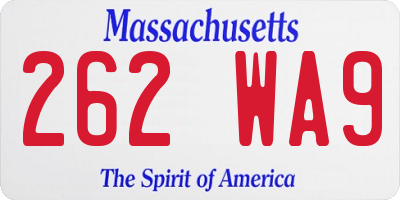 MA license plate 262WA9