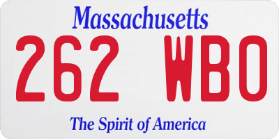 MA license plate 262WB0