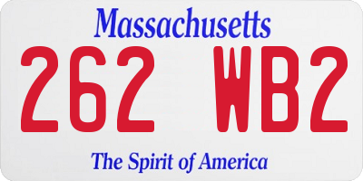 MA license plate 262WB2