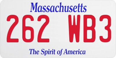 MA license plate 262WB3