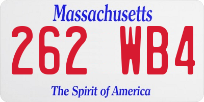 MA license plate 262WB4
