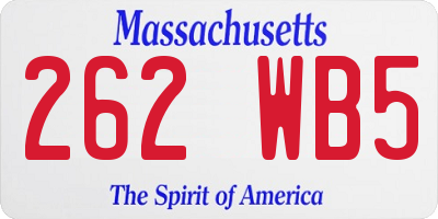 MA license plate 262WB5