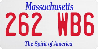 MA license plate 262WB6