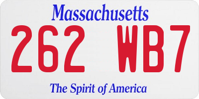 MA license plate 262WB7