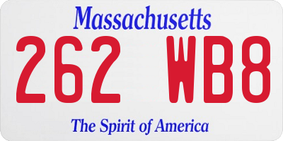 MA license plate 262WB8