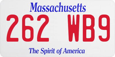 MA license plate 262WB9
