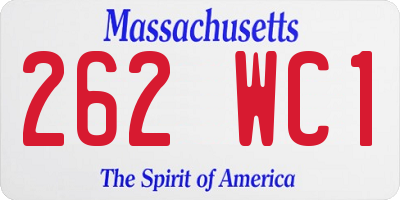 MA license plate 262WC1