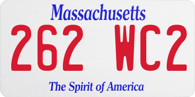MA license plate 262WC2