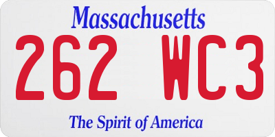 MA license plate 262WC3