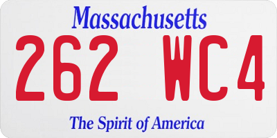 MA license plate 262WC4