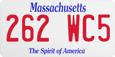 MA license plate 262WC5