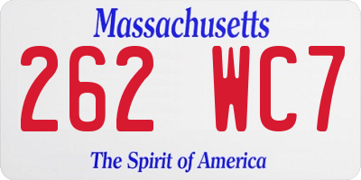 MA license plate 262WC7