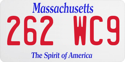 MA license plate 262WC9