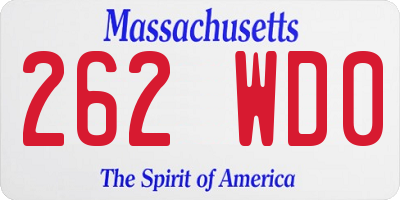 MA license plate 262WD0