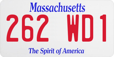 MA license plate 262WD1