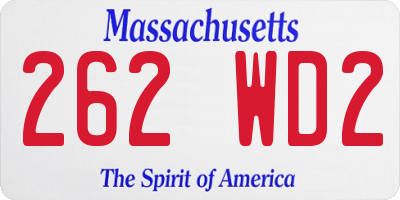 MA license plate 262WD2