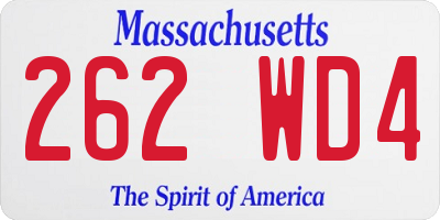 MA license plate 262WD4