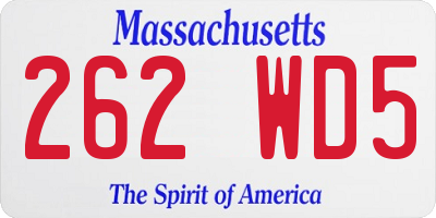 MA license plate 262WD5