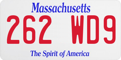 MA license plate 262WD9