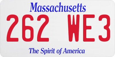MA license plate 262WE3