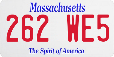 MA license plate 262WE5
