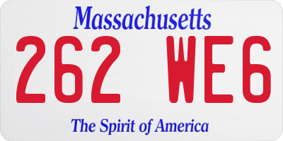 MA license plate 262WE6