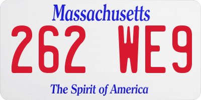 MA license plate 262WE9