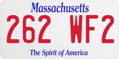 MA license plate 262WF2