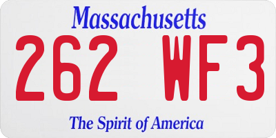 MA license plate 262WF3