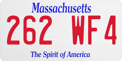 MA license plate 262WF4