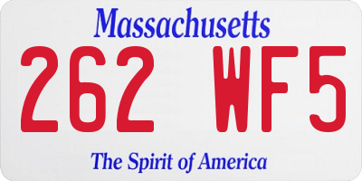 MA license plate 262WF5