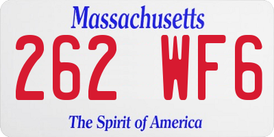 MA license plate 262WF6