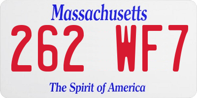 MA license plate 262WF7
