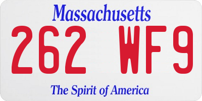 MA license plate 262WF9