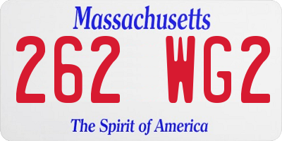 MA license plate 262WG2
