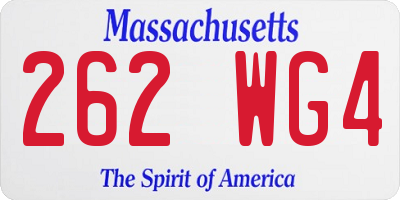 MA license plate 262WG4