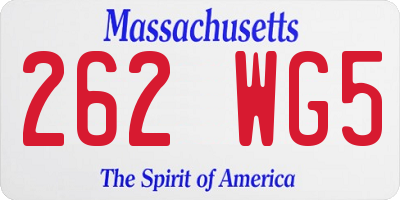 MA license plate 262WG5