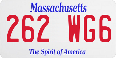 MA license plate 262WG6