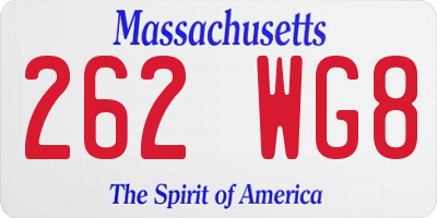 MA license plate 262WG8