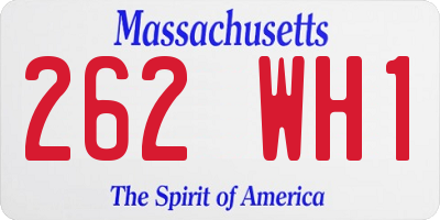 MA license plate 262WH1
