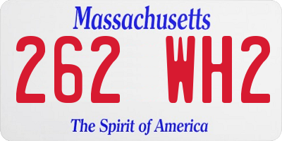 MA license plate 262WH2