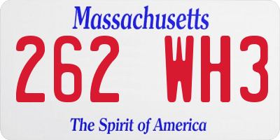 MA license plate 262WH3
