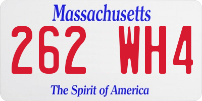 MA license plate 262WH4