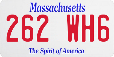 MA license plate 262WH6