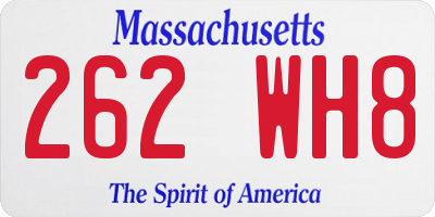 MA license plate 262WH8