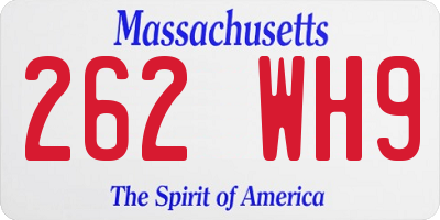 MA license plate 262WH9