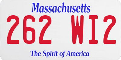 MA license plate 262WI2